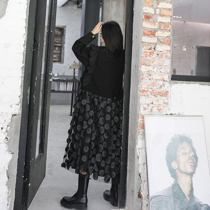 Elegant Midi Klänning för Dam med A-Linje och Långärmad Design i Mesh – Fina Dam Klänningar 4