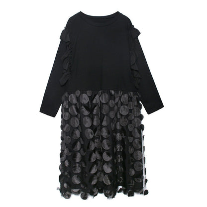 Elegant Midi Klänning för Dam med A-Linje och Långärmad Design i Mesh – Fina Dam Klänningar 5