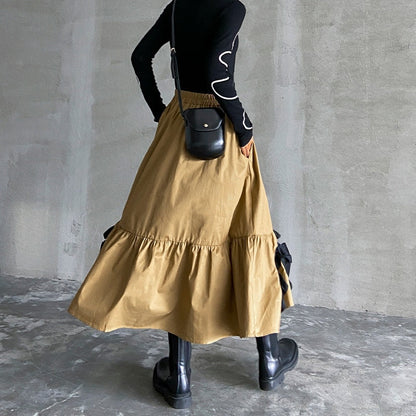 Dam Midi Kjol A-linjeformad Rutig Bomull Polyester-4