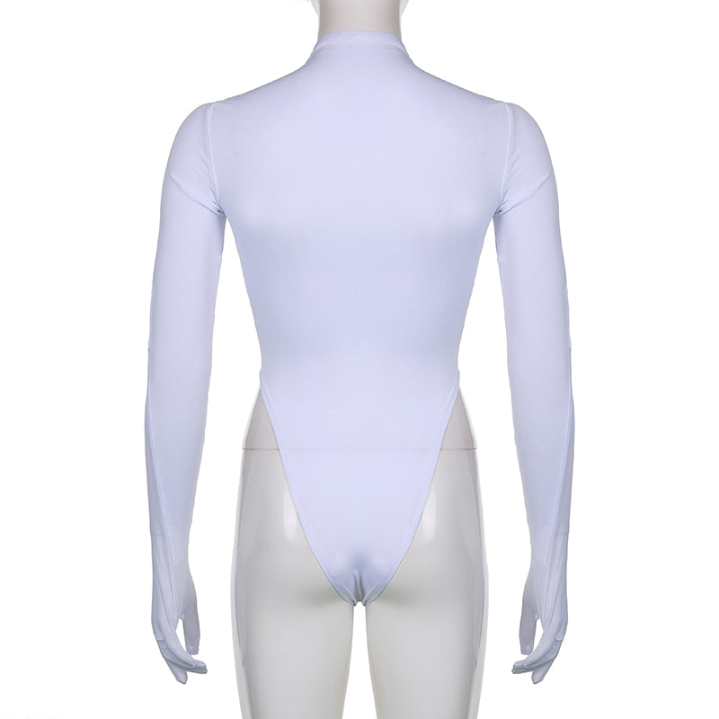 Dam Bodysuit Turtleneck Transparent Mesh Polyester Smal Passform-6