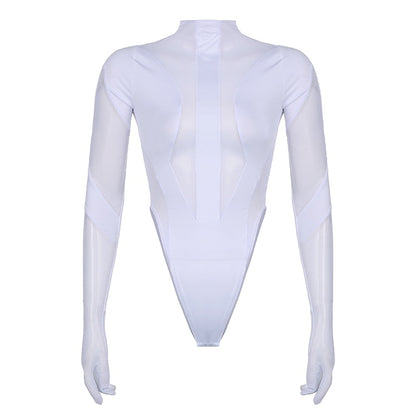 Dam Bodysuit Turtleneck Transparent Mesh Polyester Smal Passform-5