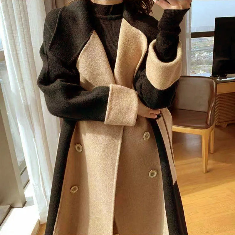 Vintage Ull Trench Coat för Kvinna med Midjebälte och Rymliga Fickor – Tidlös Design för Kalla Dagar 2
