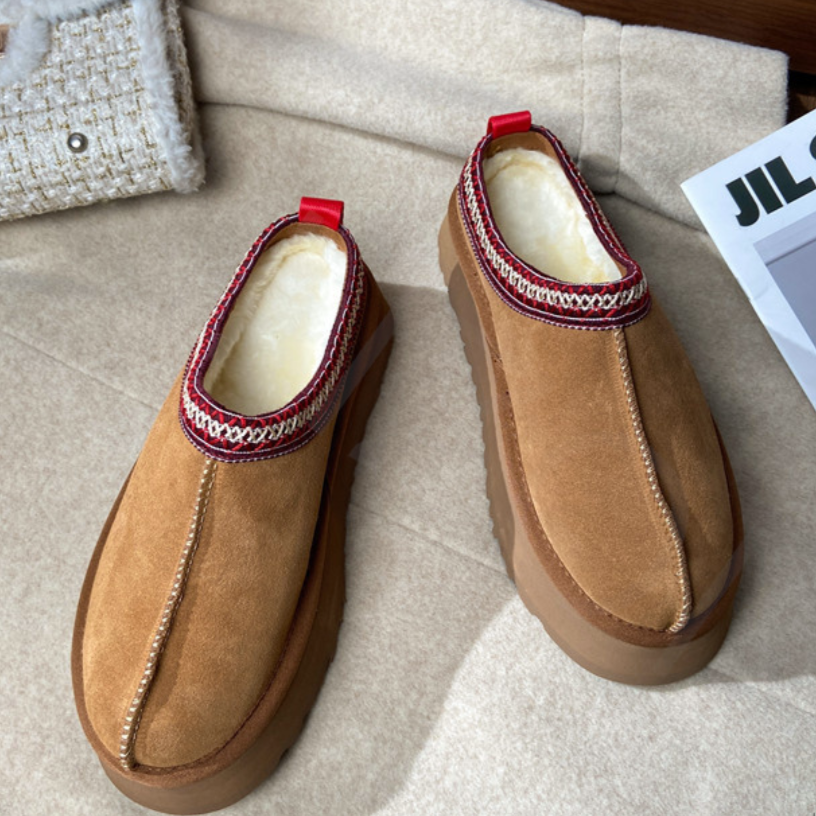 Dam Vinterskor Plysch Enkel Åtdragning för Vinterkomfort-4