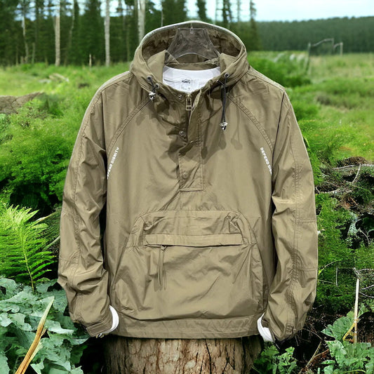Herrjacka med Huva Modern Design Hållbart Material för Höst och Vår-1