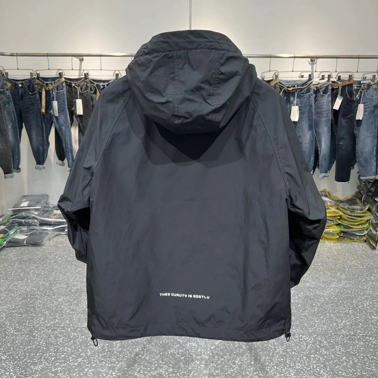 Herrjacka med Huva Modern Design Hållbart Material för Höst och Vår-2
