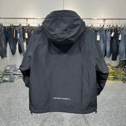 Herrjacka med Huva Modern Design Hållbart Material för Höst och Vår-2