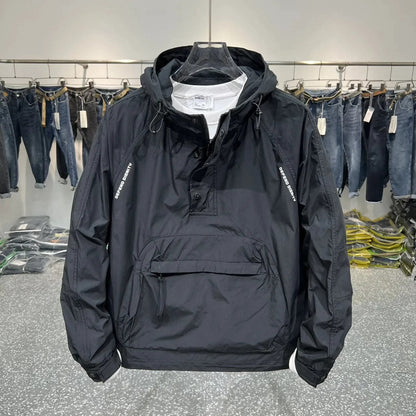 Herrjacka med Huva Modern Design Hållbart Material för Höst och Vår-3