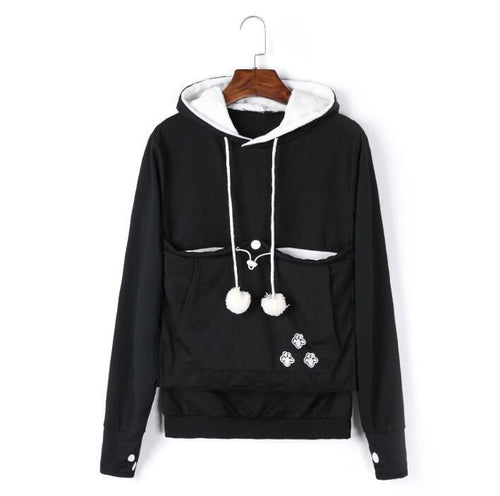 Kvinnors Hoodie Avslappnad Bomullpolyester Med Broderade Blixtfickor-1