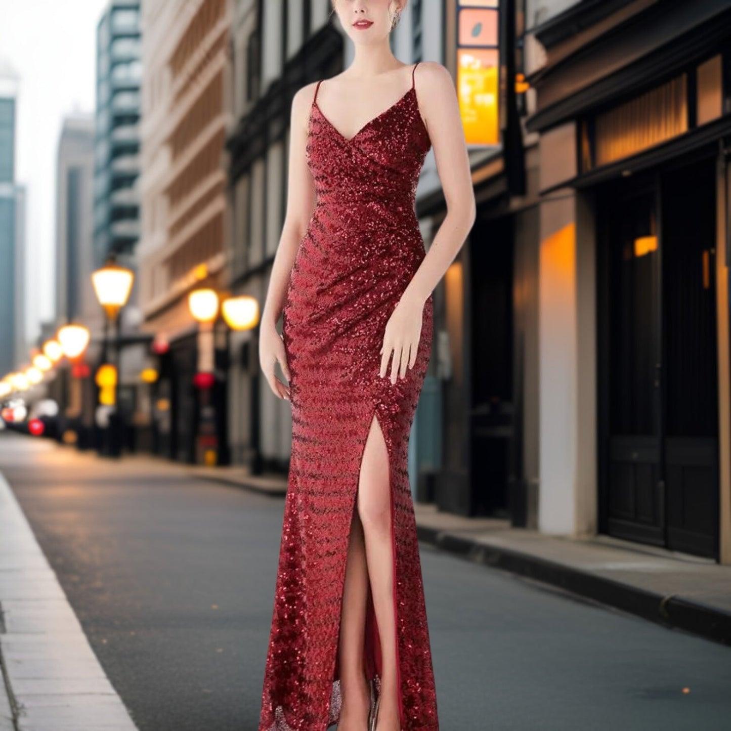 Dam Aftonklänning Lång Modern Nylon Elegant Design-2