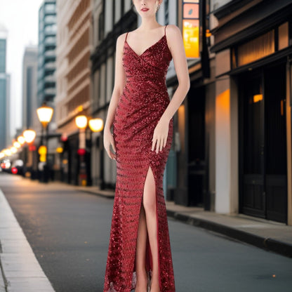 Dam Aftonklänning Lång Modern Nylon Elegant Design-2