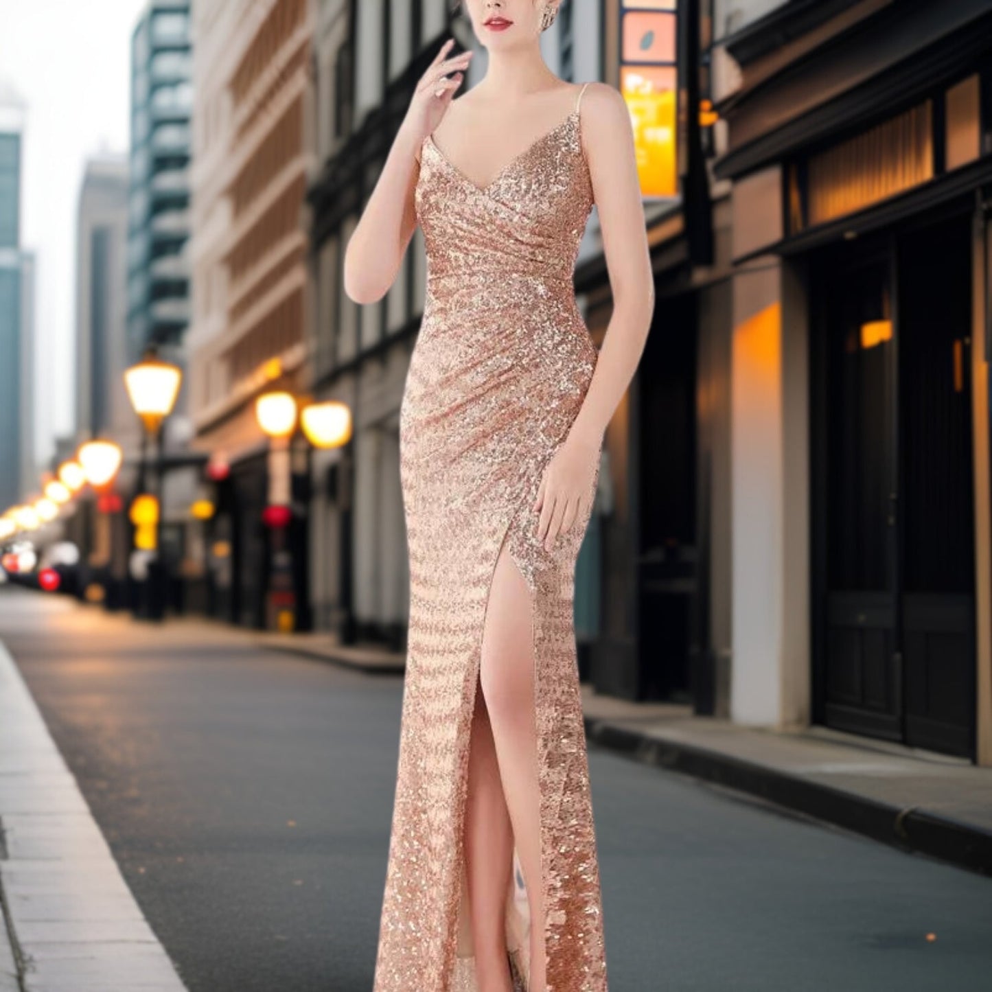 Dam Aftonklänning Lång Modern Nylon Elegant Design-4