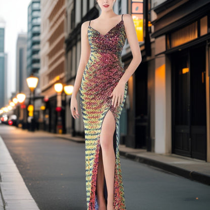 Dam Aftonklänning Lång Modern Nylon Elegant Design-6