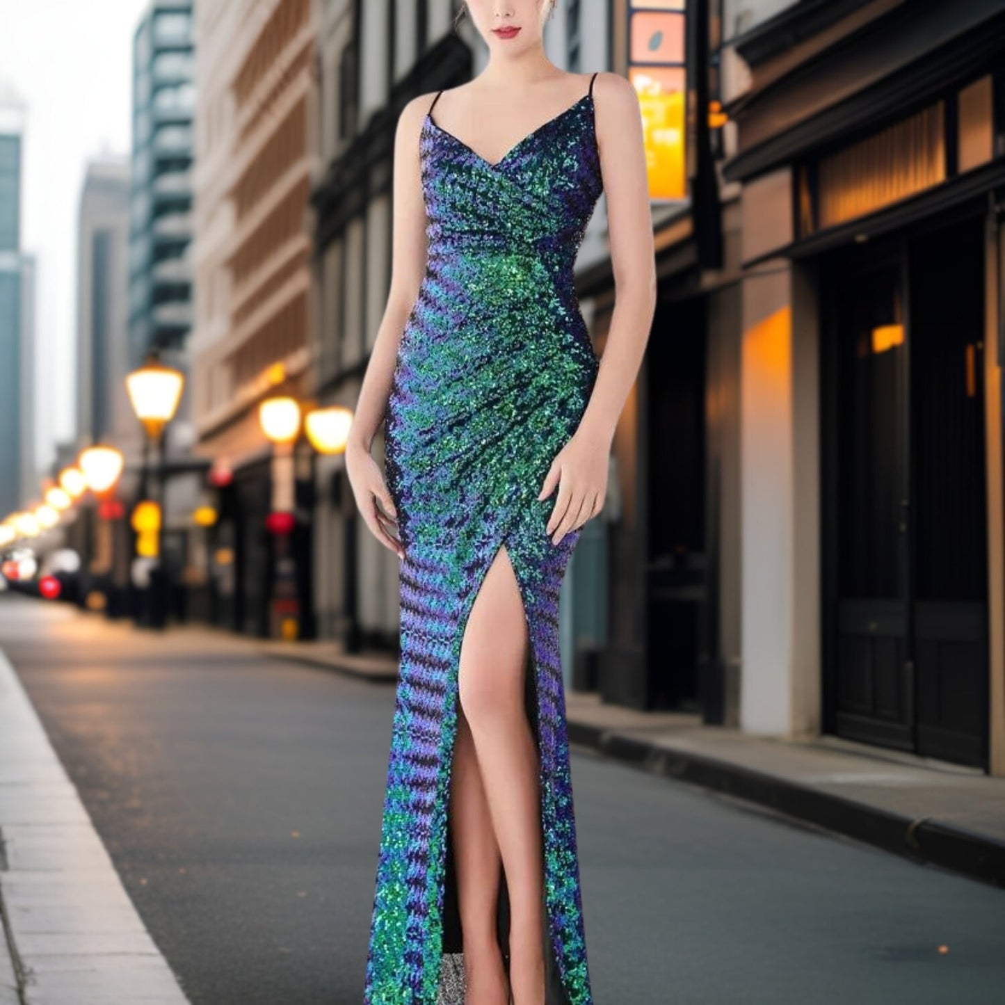 Variant image for Dam Aftonklänning Lång Modern Nylon Elegant Design-31