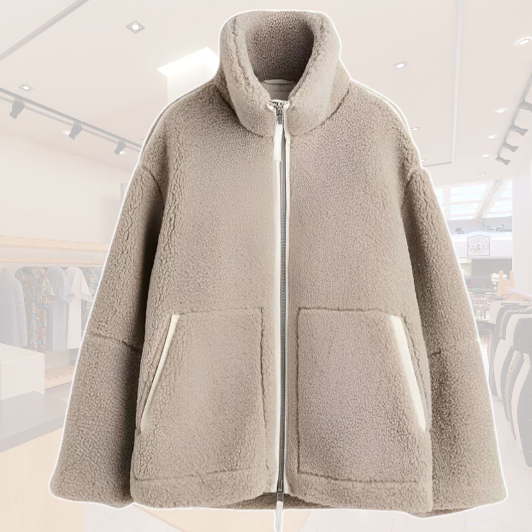 Dam Teddy Fleecejacka Överdimensionerad Mjuk Fleece-4