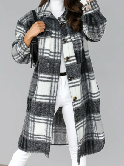 Variant image for Damjacka Wollmantel med Unikt Stickmönster Bomull Polyester-13