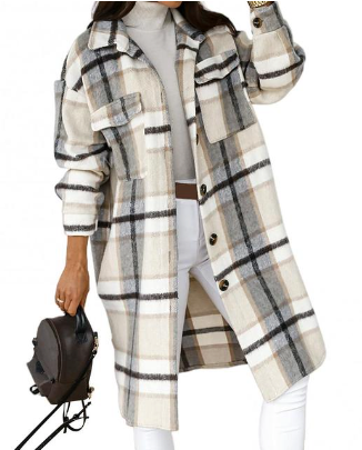 Dam Kappa Kontrollerad Ull Modern Stil-2