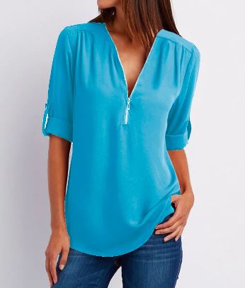 Dam Blus Avslappnad Stil Andningsbart Material-4