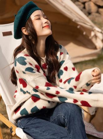 Dam Stickad Tröja Modern Design Akryl-2