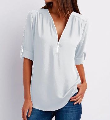 Dam Blus Avslappnad Stil Andningsbart Material-3