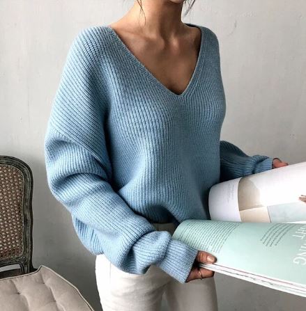 Stickad Dam Tröja i Akryl med Klassisk Design – Mysig Passform för Höst och Vinter, Finns i Storlekar S-XL 1