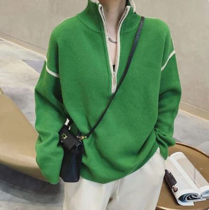 Dam Tröja med Blixtlås Chic Akryl för Kalla Dagar-1