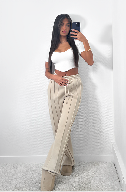 Dam Joggingbyxor Randig Loose Fit Mjuk Andningsbar Material-5