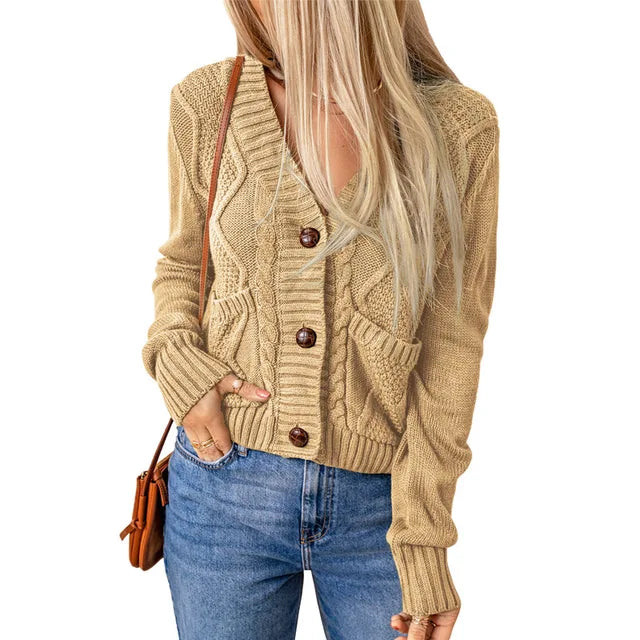 Variant image for Dam Kofta Flätmönster V-ringad 100% Akryl-21