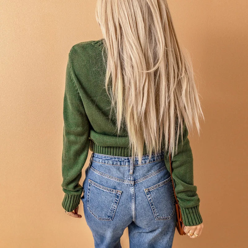 Dam Kofta Flätmönster V-ringad 100% Akryl-3