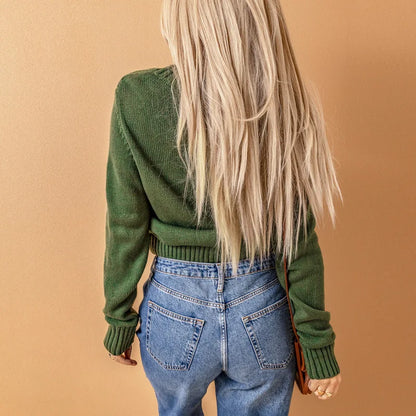 Dam Kofta Flätmönster V-ringad 100% Akryl-3