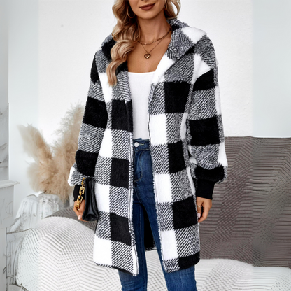 Damjacka med Huva Mjuk och Naturlig Textil, Elegant Snitt för Vardagsbruk och Fest-1