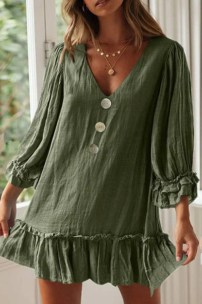 Variant image for Fina Dam Klänningar V-ringning Enfärgad Lätt Tyg-13