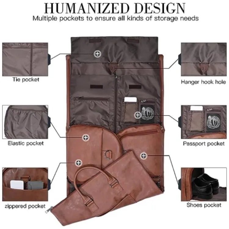 Kvinnor Resväska Vattentåligt PU-Läder Många Förvaringsfack 5