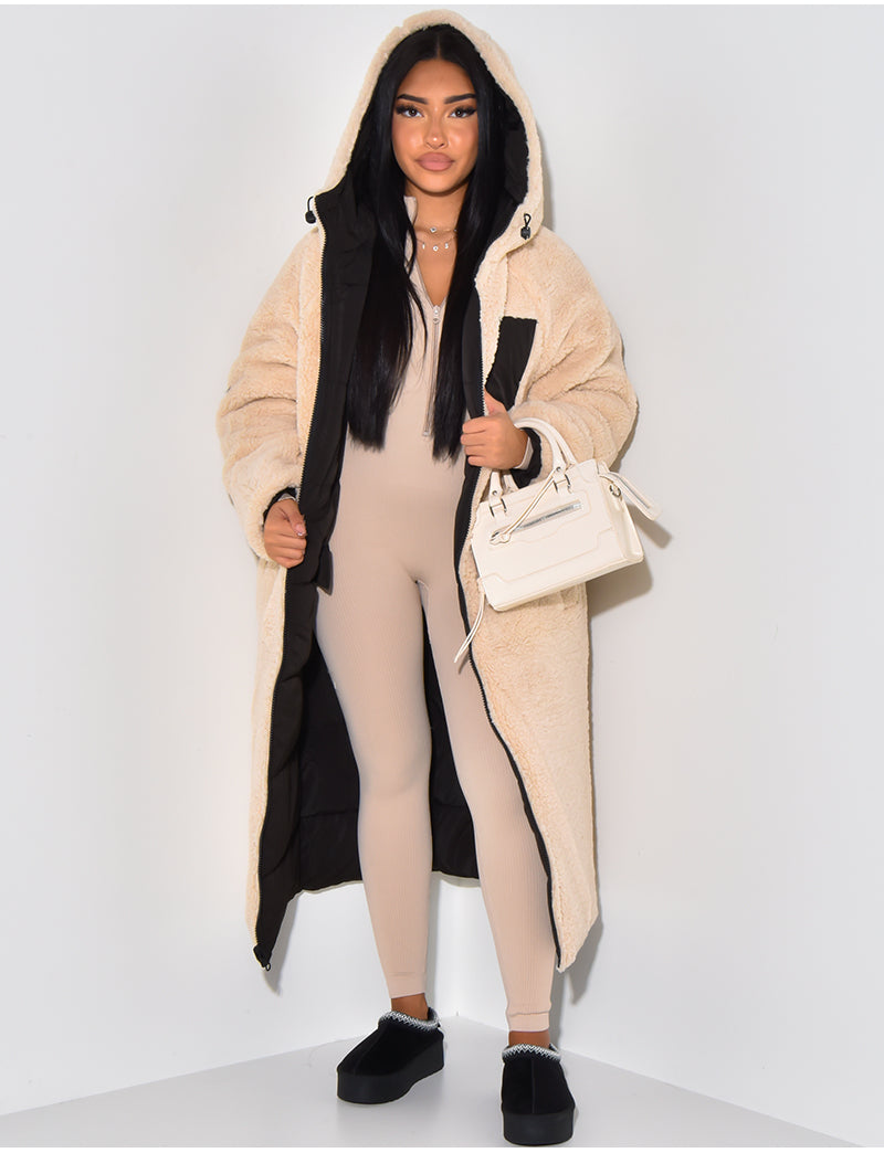 Vinterjacka Dam Reversibel Fleece Lång Jacka-3