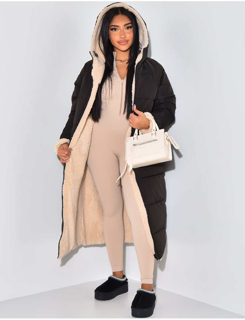 Vinterjacka Dam Reversibel Fleece Lång Jacka-2