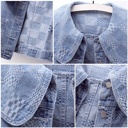Dam Jeansjacka med Stor Krage i Hållbar Denim-4