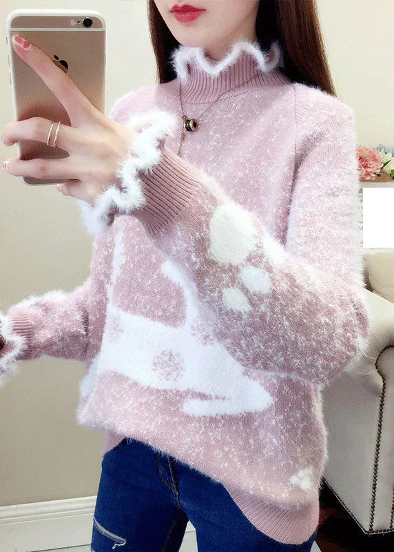 Variant image for Stickad Dam Tröja med Ruffles och Broderi i Tjockt Material-5