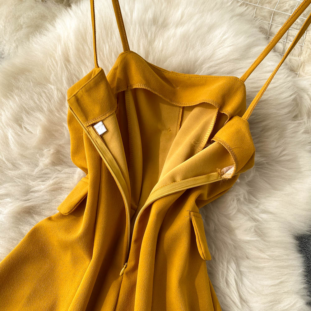 Kvinnors Midi Klänning Spaghetti Band Polyester-5