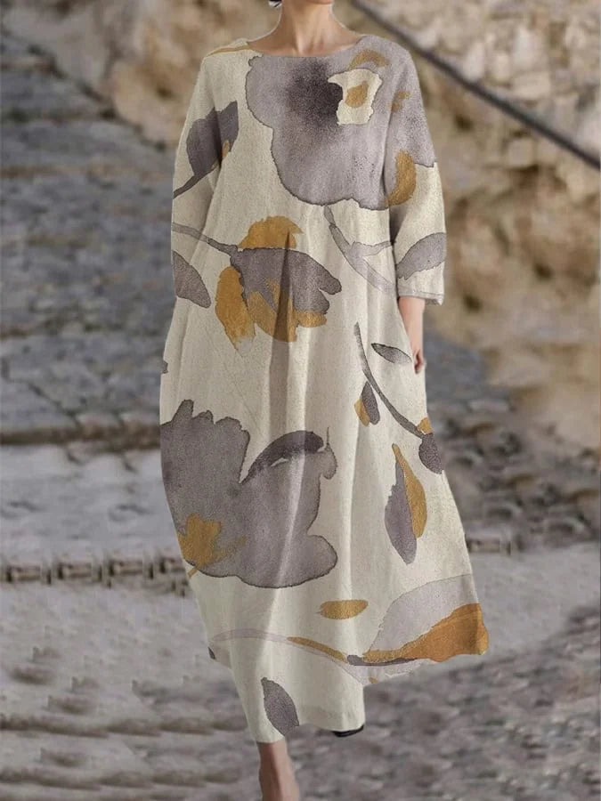 Dam Klänning Lätt Sommarstil 100% Bomull Elegant Silhuett-1