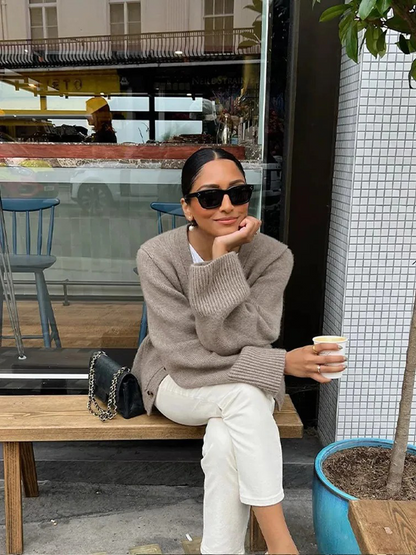 Dam Cardigan Relaxed Fit Mjukt Stickat Tyg med Fickor 4