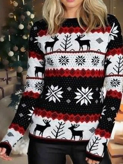 Kvinnors Jultröja Ful Design med Renar och Norska Mönster i Mjukt Material-2