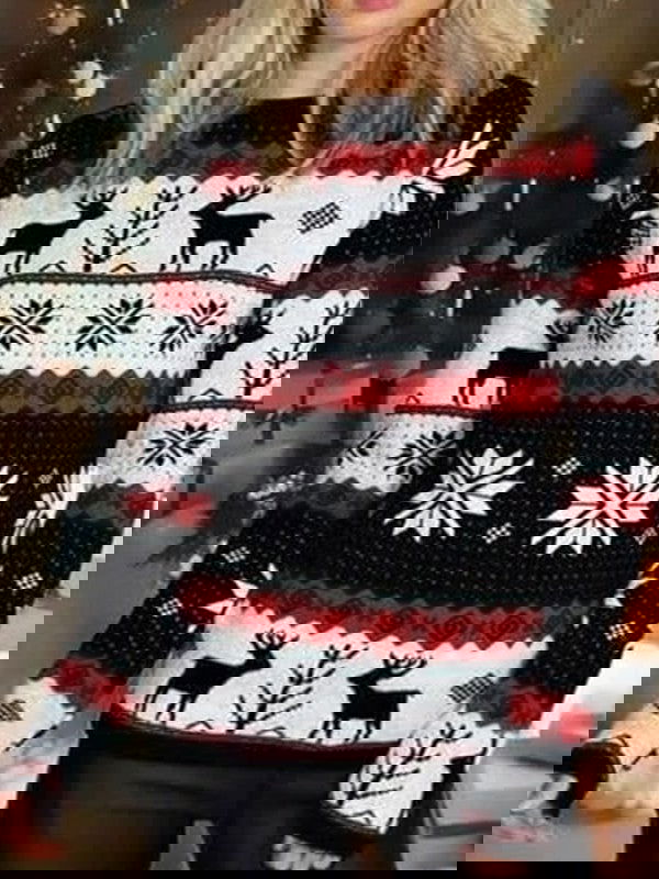 Variant image for Kvinnors Jultröja Ful Design med Renar och Norska Mönster i Mjukt Material-1