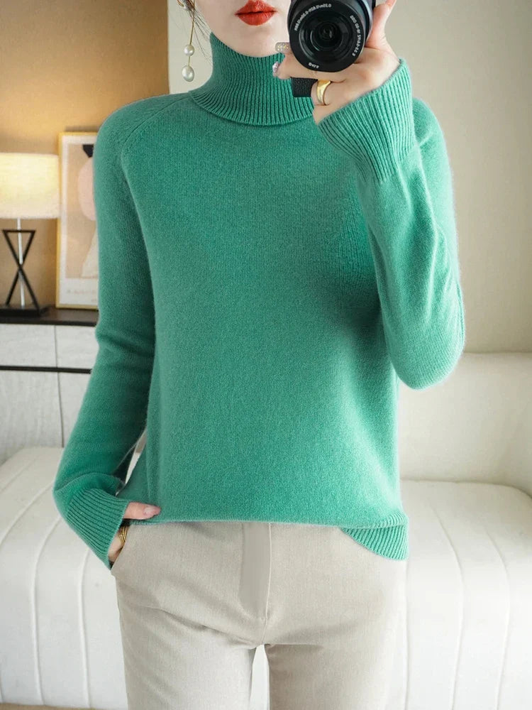 Dam Turtleneck Tröja Mångsidig Design Mjuk Material 2