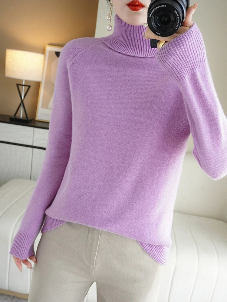 Dam Turtleneck Tröja Mångsidig Design Mjuk Material 3