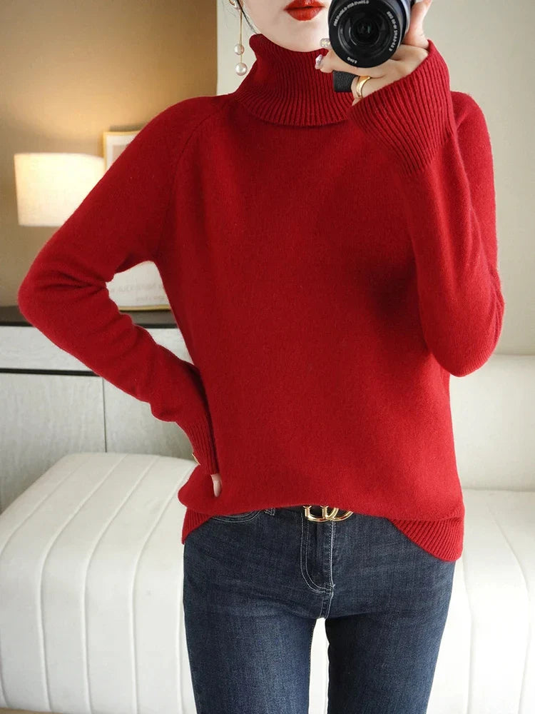 Dam Turtleneck Tröja Mångsidig Design Mjuk Material 4