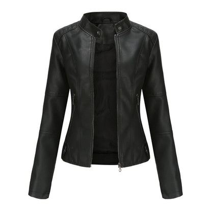 Damjacka Syntetiskt Läder Modern Stil Elegant Jacka för Damer-3