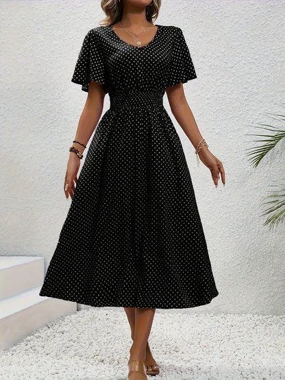 Kvinna Kortärmad Fritidsklänning Lätt Material-4