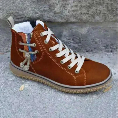 Dam Läderstövlar Vintage Stil Högkvalitativ Läder-4