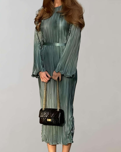 Variant image for Kvinna Midja Lång Klänning Rynkad Högkvalitativt Tyg-4