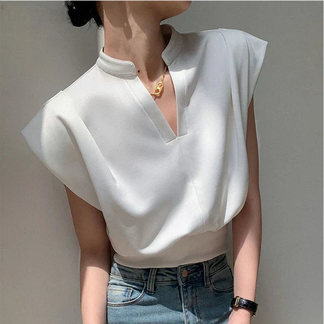 Variant image for Kvinnors V-hals Topp Lös Passform 100% Bomull-4