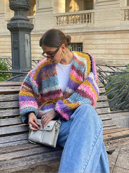 Variant image for Lång Kofta Dam Öppen Front Överdimensionerad 100% Akryl-1